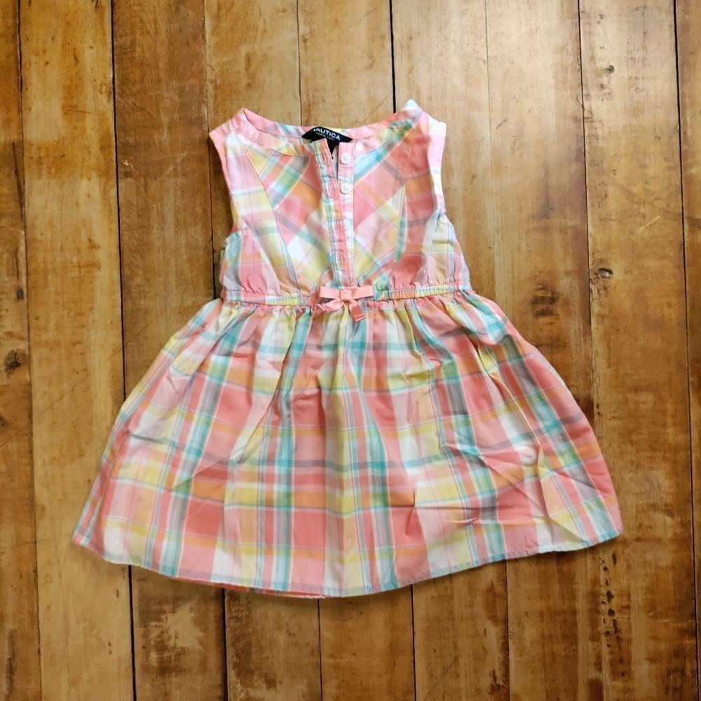 Nautica dress 18 months plaid Dress coral green spring sleeveless Easter outfit